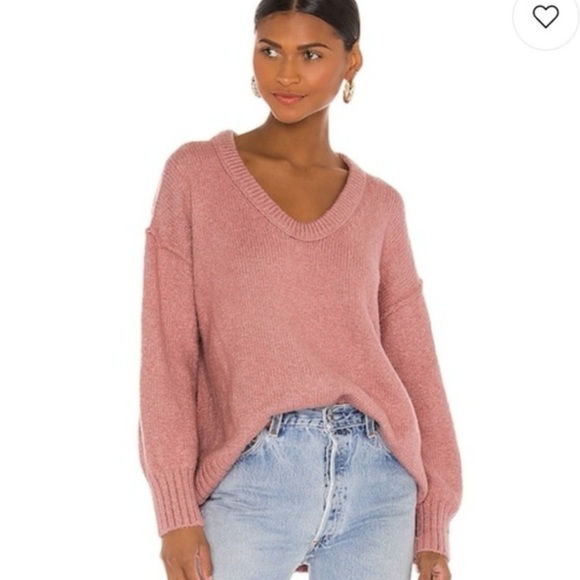 Free People Brookside Oversized Knit Sweater Alpine Rose Pink XS